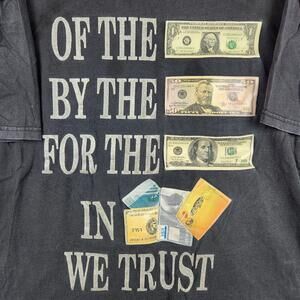 In We Trust Money Graphic Shirt Mens XL Black Parody Currency Cash Bling Y2K